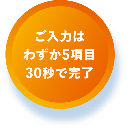 ご入力はわずか5項目30秒で完了