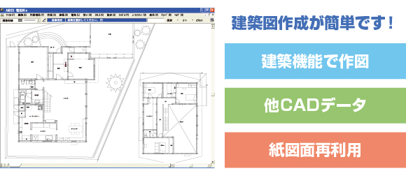 三通りの方法で建築図面作図をサポート