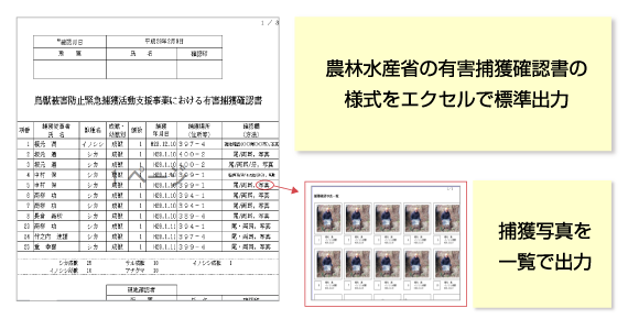 捕獲実績の情報出力