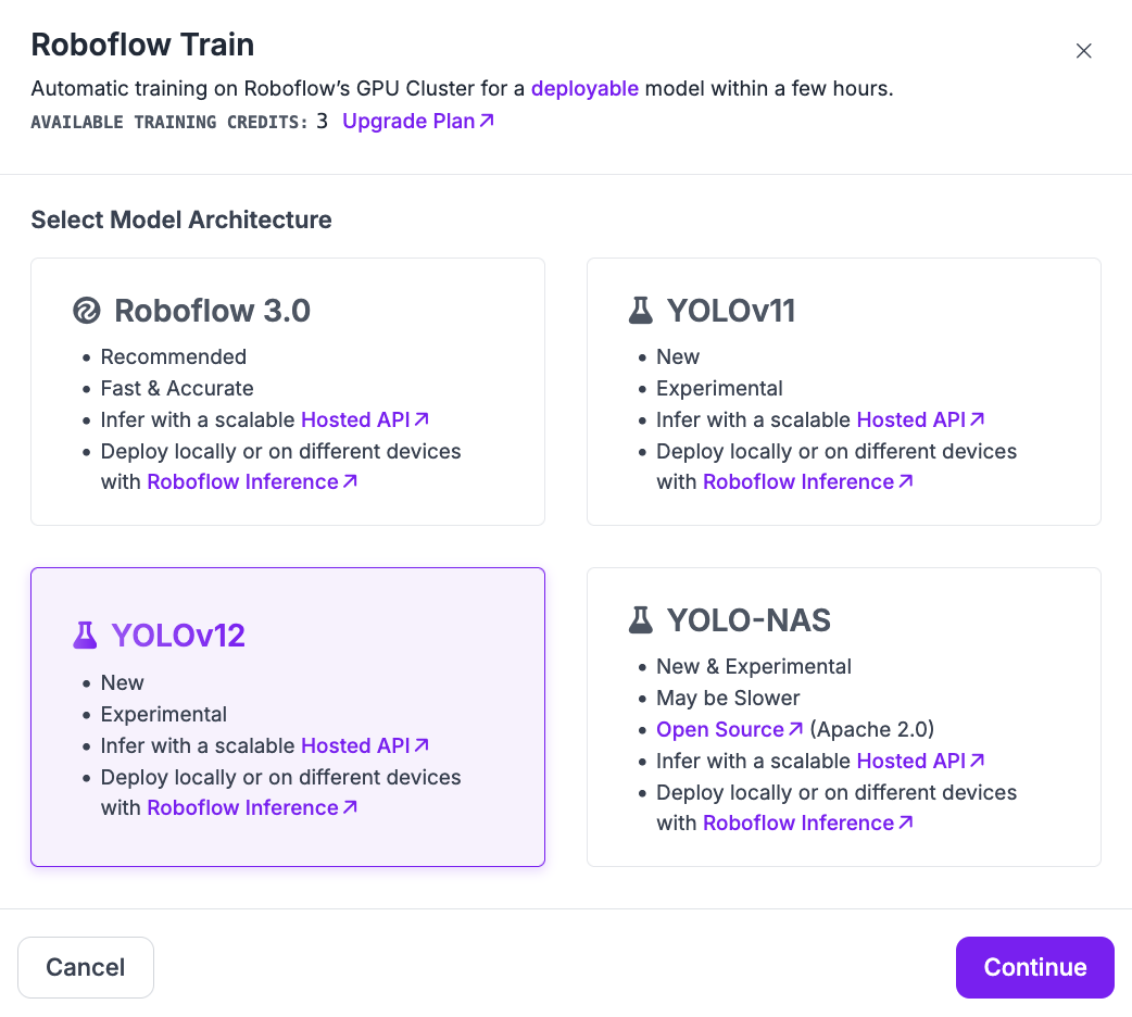 「YOLO12」を選択