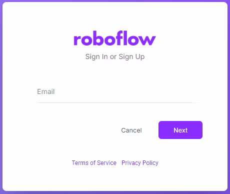 roboflow メールアドレス入力