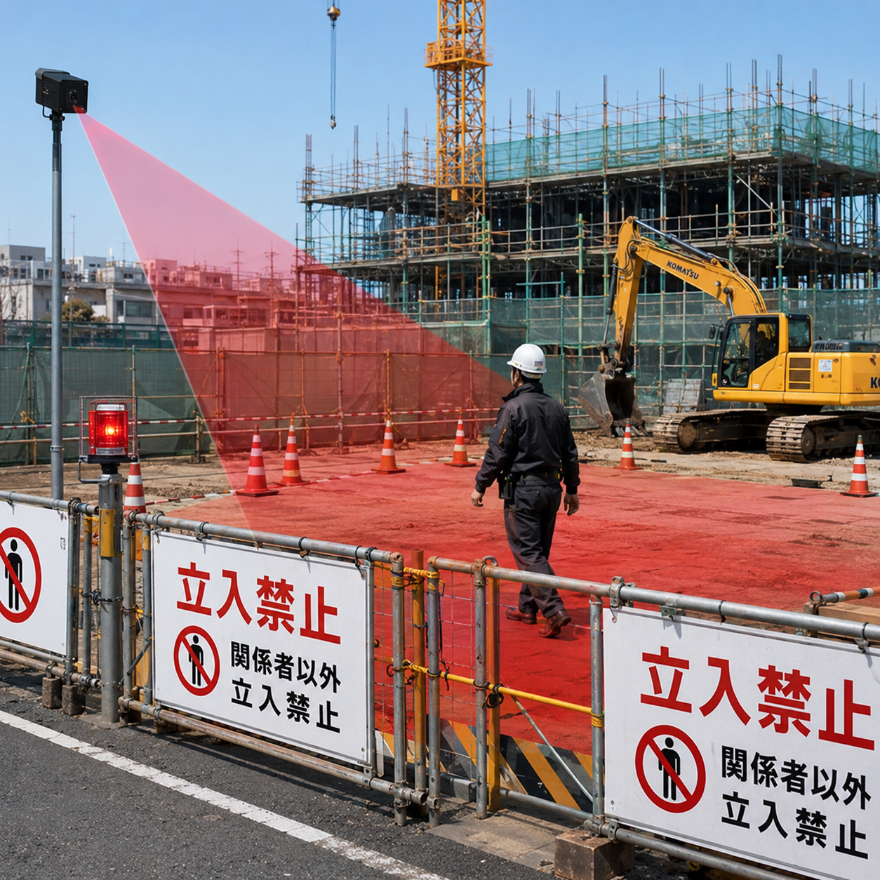 Monit-Oneが建設現場の立入禁止区域への侵入を検知する例