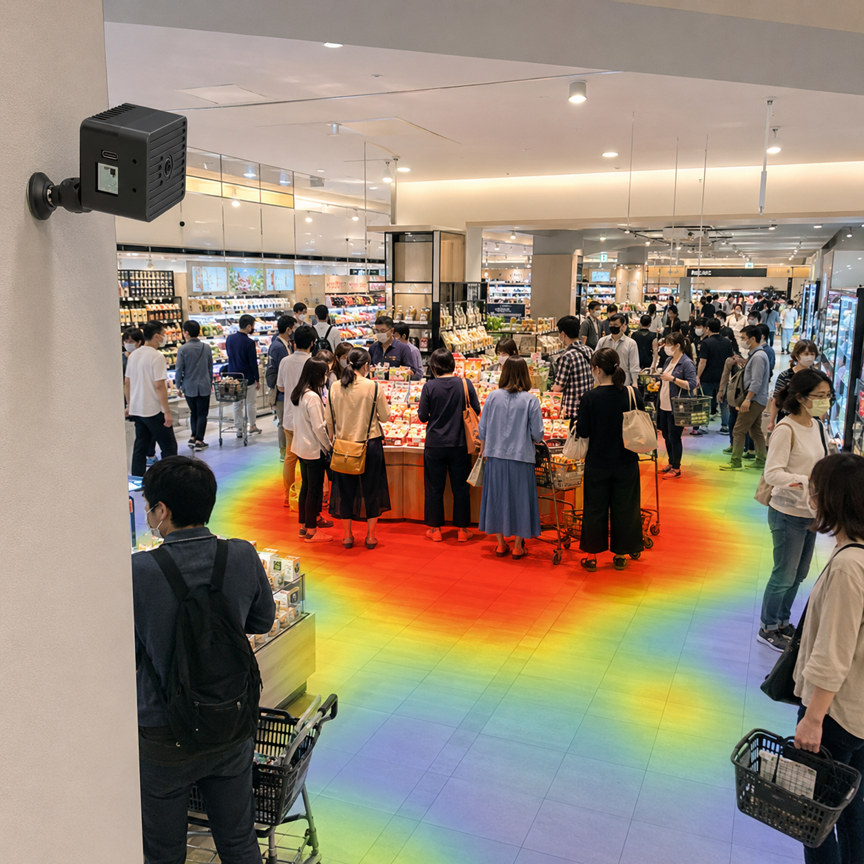 小売店舗で滞留エリアをヒートマップ分析するMonit-Oneの例