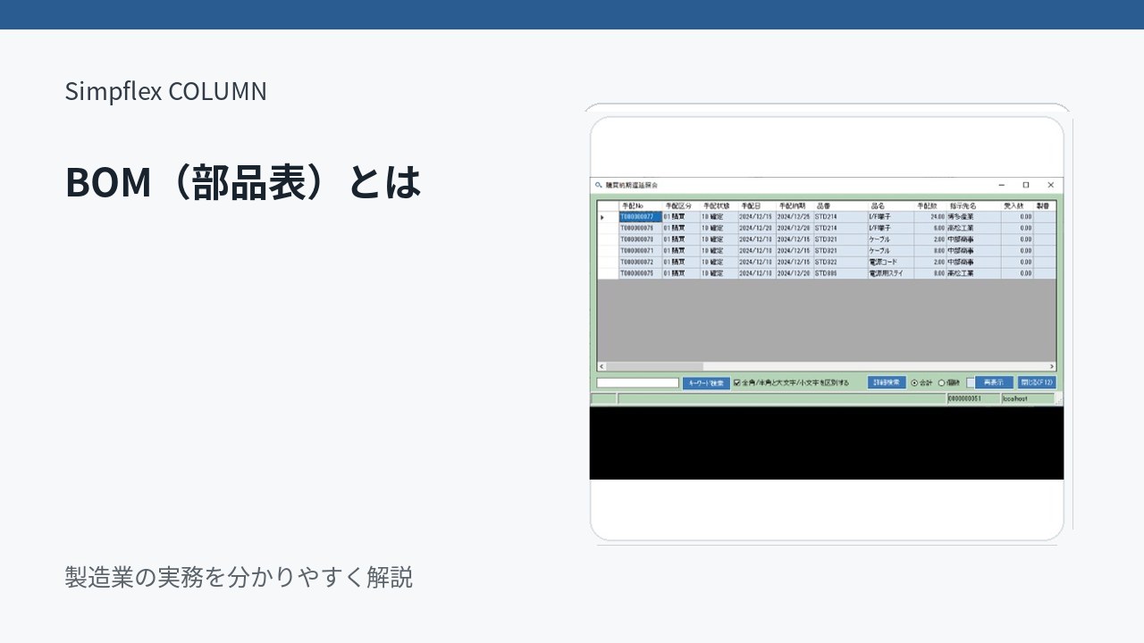 BOM（部品表）とは？製造業で構成部品を正しく管理するための基本