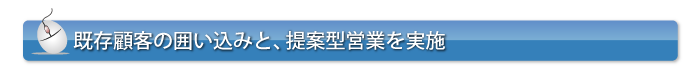 既存顧客の囲い込みと、提案型永営業を実施