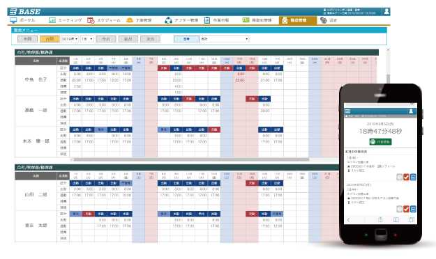 作業日報から勤怠管理・出面管理が可能