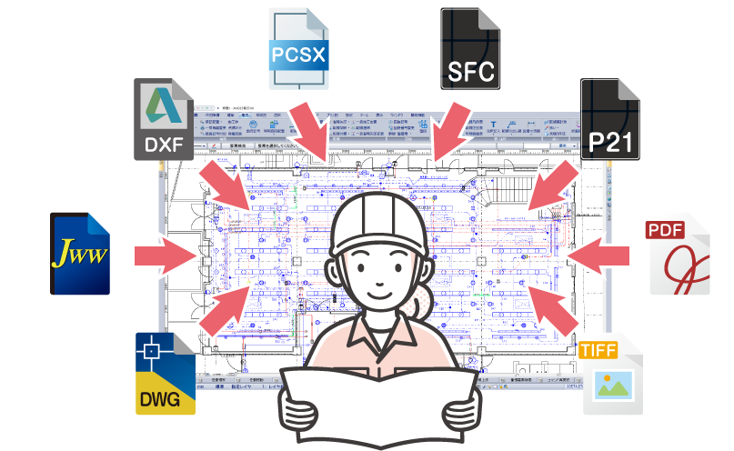 他CADデータも紙図面もPDF図面も有効活用