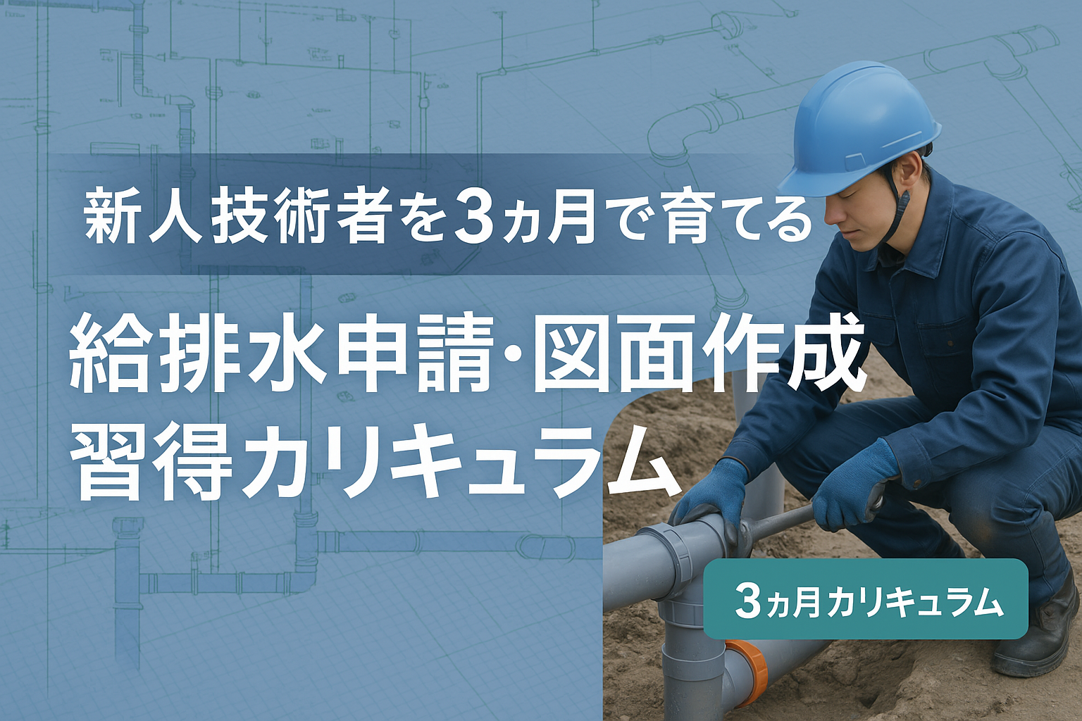 新人水道工事技術者の育成方法|申請業務を3ヶ月で習得させるカリキュラム