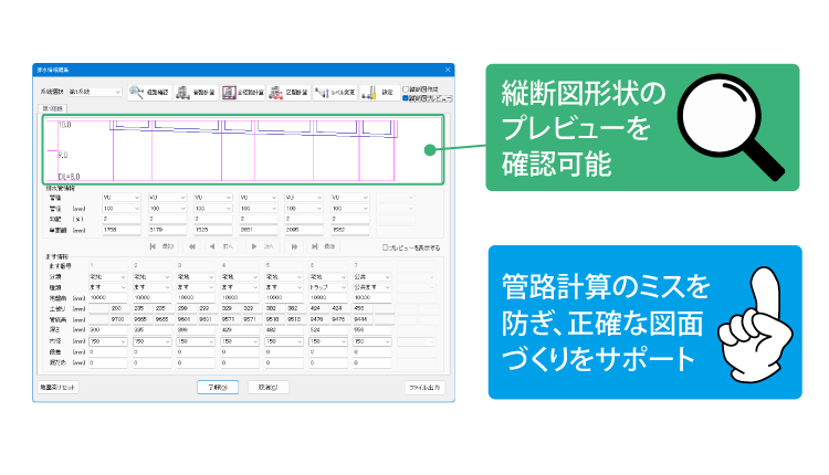 縦断図シミュレーションでミスを防止