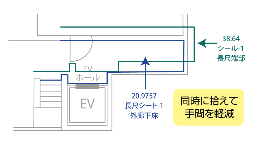 防水面積(外廊下)の拾い出し